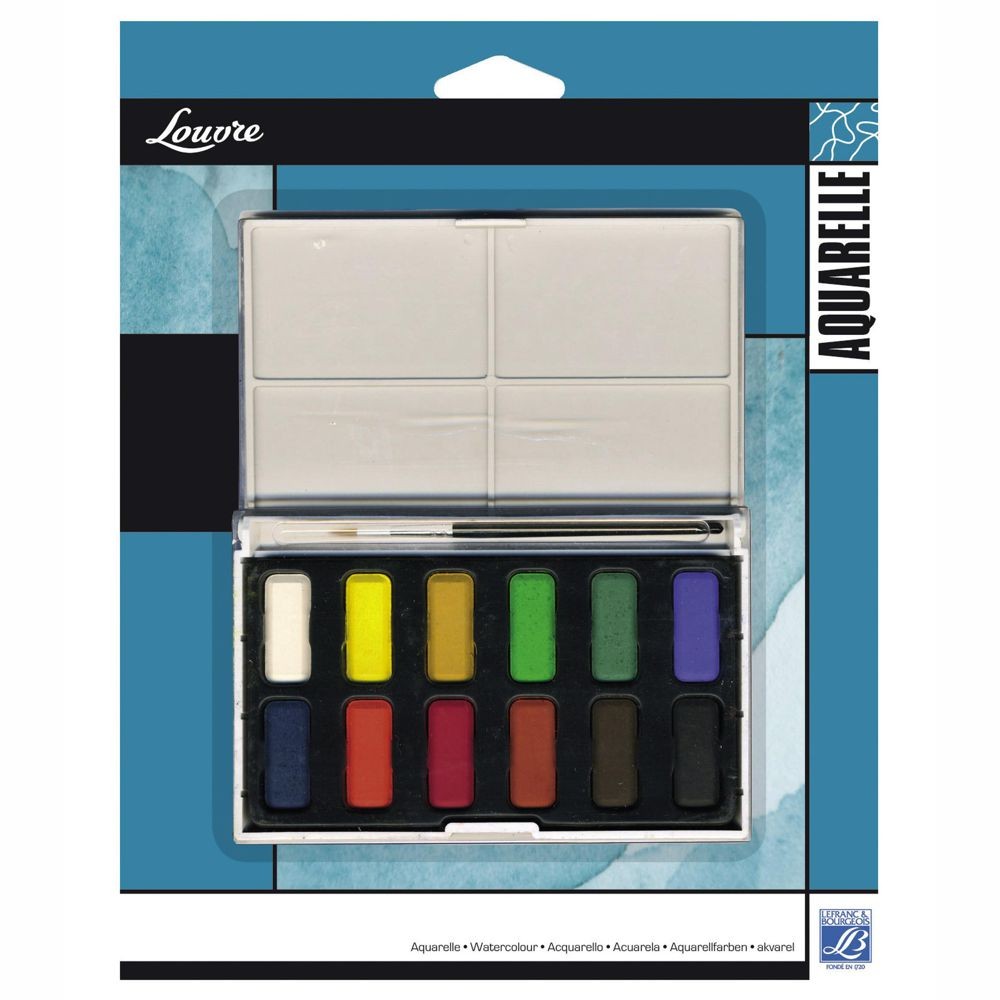 Aquarela Lefranc & Bourgeois 12 Cores Pastilha Inteira