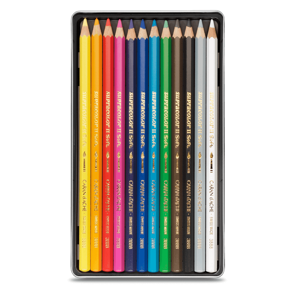 Lápis Aquarelável Caran d’Ache Supracolor 12 Cores