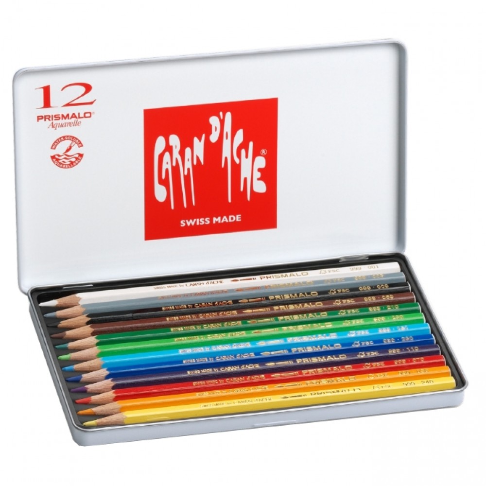 Lápis Aquarelável Caran D’Ache Prismalo 12 Cores