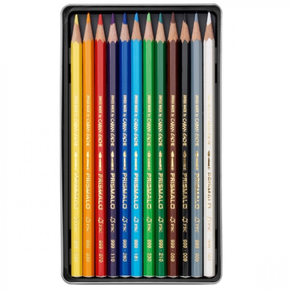 Lápis Aquarelável Caran D’Ache Prismalo 12 Cores