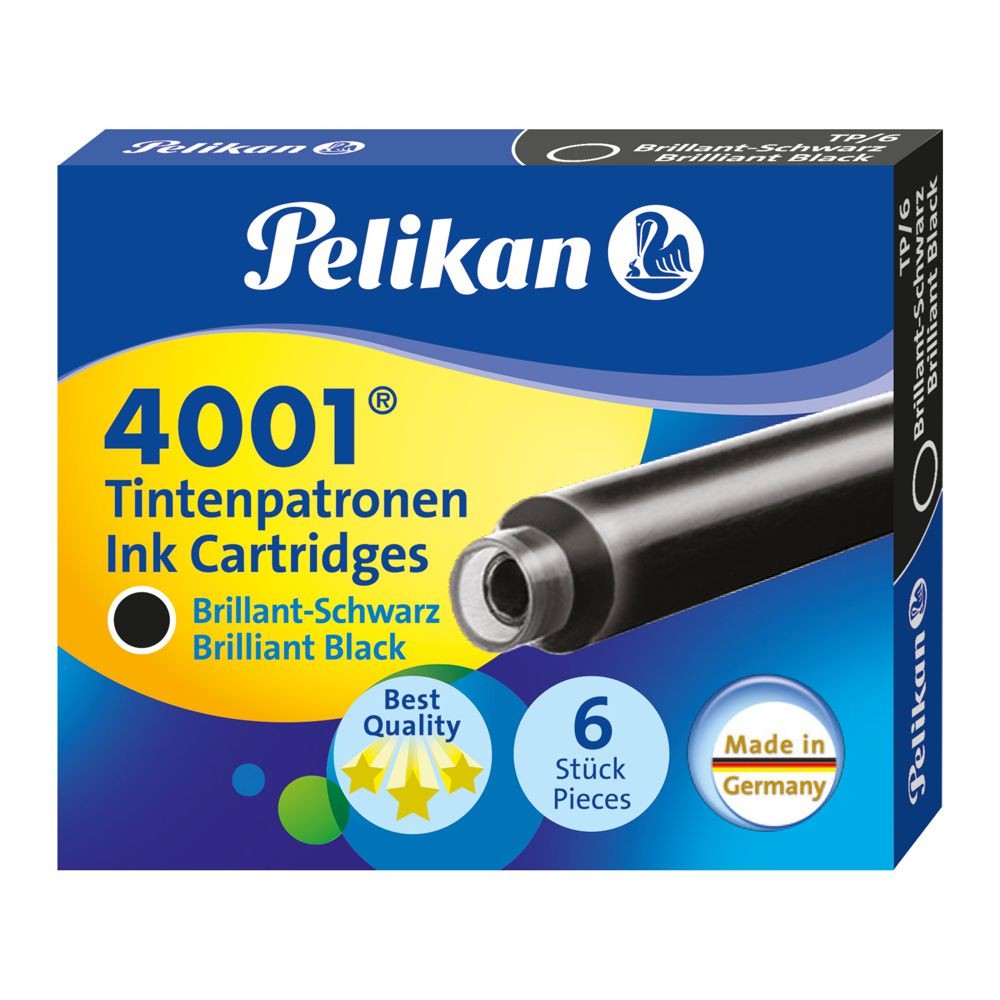 Cartucho para Caneta Tinteiro Preto Pelikan 4001 TP/6
