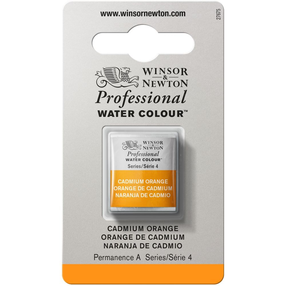 Tinta Aquarela Winsor & Newton Profissional Pastilha S4 089 Cadmium Orange