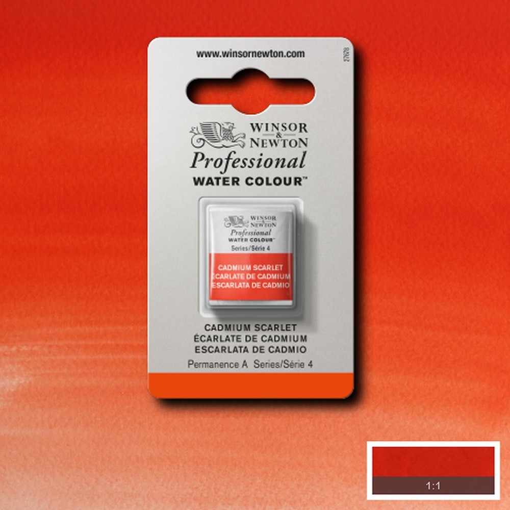 Tinta Aquarela Winsor & Newton Profissional Pastilha S4 106 Cadmium Scarlet