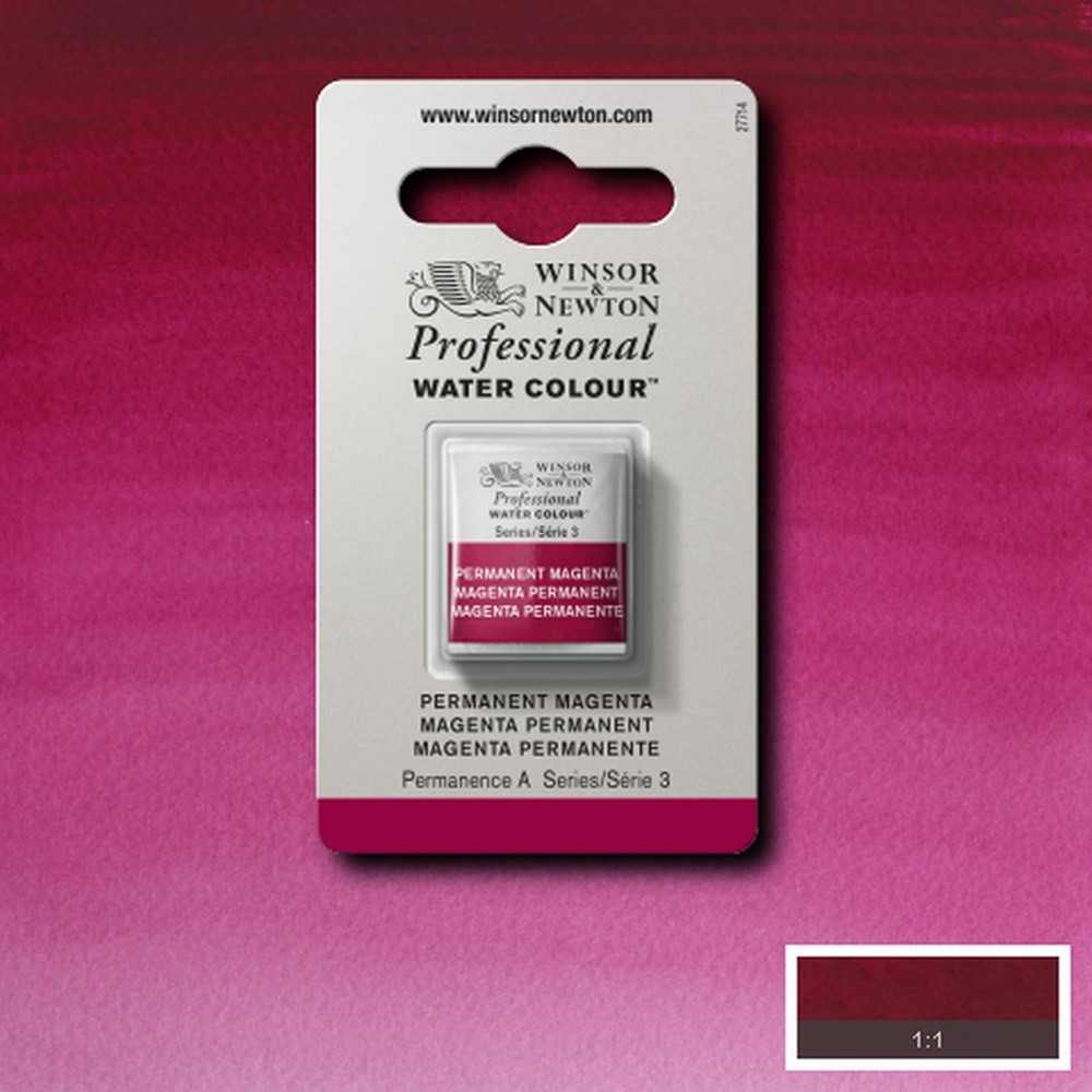 Tinta Aquarela Winsor & Newton Profissional Pastilha S3 489 Permanent Magenta