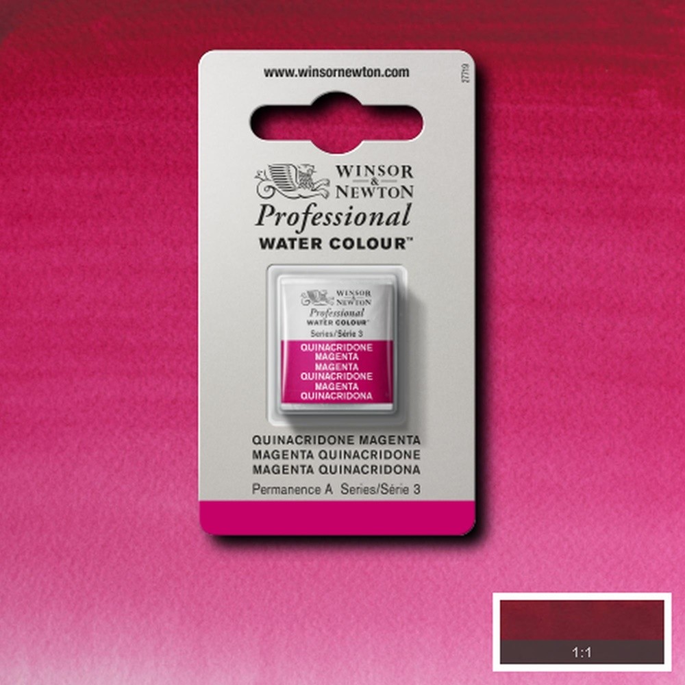 Tinta Aquarela Winsor & Newton Profissional Pastilha S3 545 Quinacridone Magenta